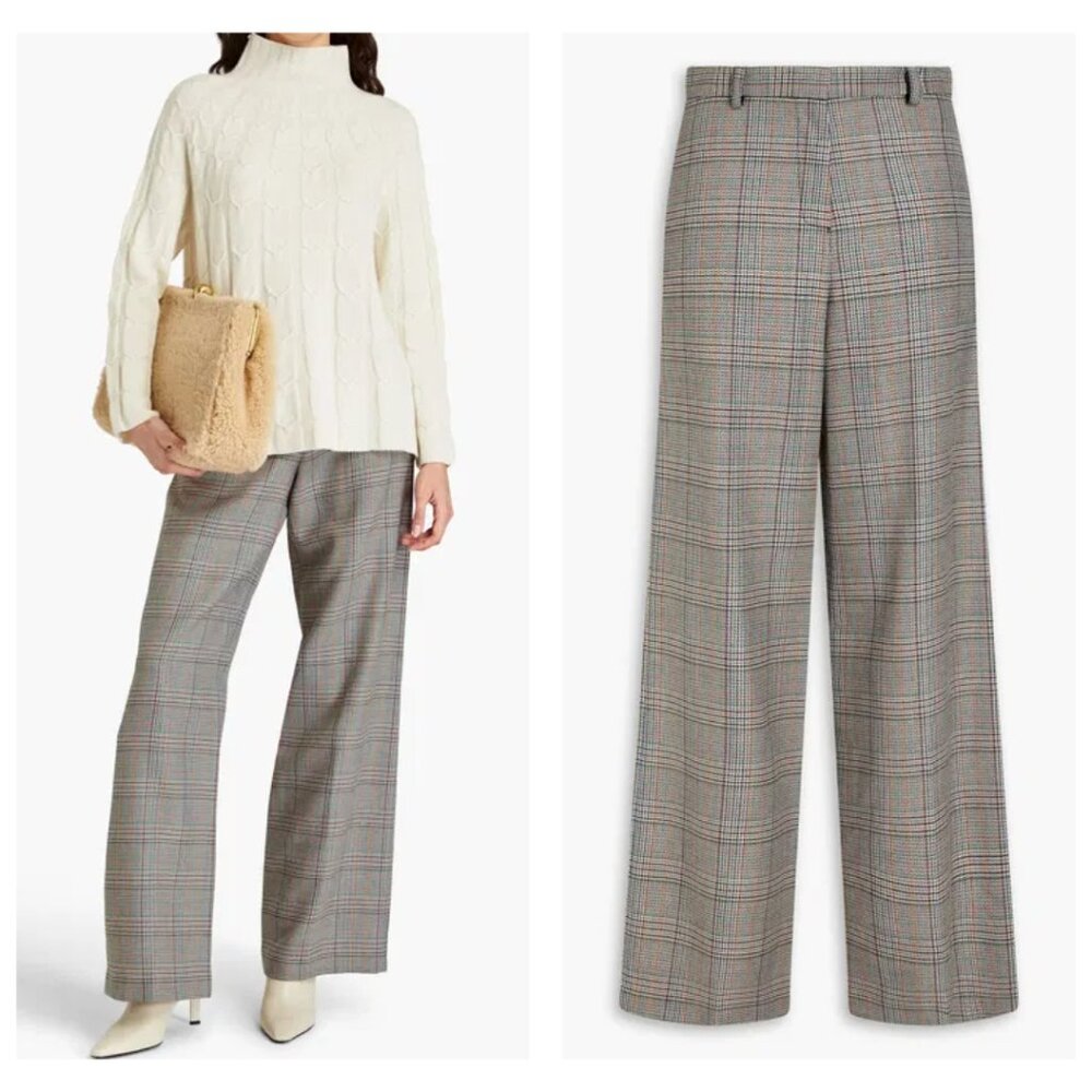 ROSETTA GETTY Prince Of Wales Checked Wide-Leg Trouser | Size 4 | NWT - Picture 9 of 9